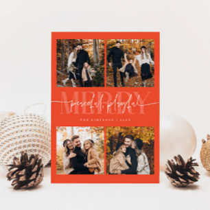 Friedlich Playful Merry Red Christmas Multi Foto Feiertagskarte