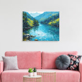 Friedlich River Premium WrackCanvas Wall Art Leinwanddruck (Insitu (Wohnzimmer))