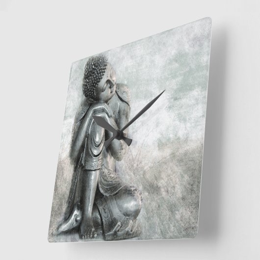 Friedlich Silver Buddha Quadratische Wanduhr (Winkel)