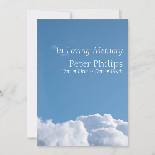 Friedlich Sky 1 Beerdigung Einladung (Vorderseite)