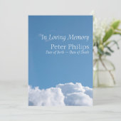 Friedlich Sky 1 Beerdigung Einladung (Stehend Vorderseite)