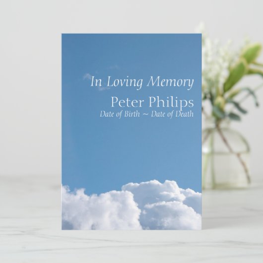 Friedlich Sky 1 Beerdigung Einladung (Stehend Vorderseite)