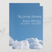 Friedlich Sky 1 Beerdigung Einladung (Vorne/Hinten)