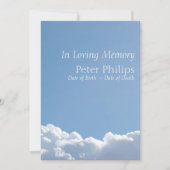 Friedlich Sky 3 Beerdigung Einladung (Vorderseite)