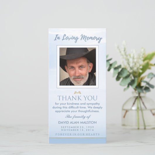 Friedlich Sky Blue in Love Memory dank Karte (Stehend Vorderseite)