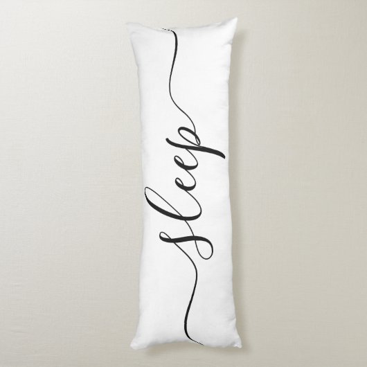 Friedlich Sleep White Black Elegant Script Seitenschläferkissen (Rückseite (Vertikal))