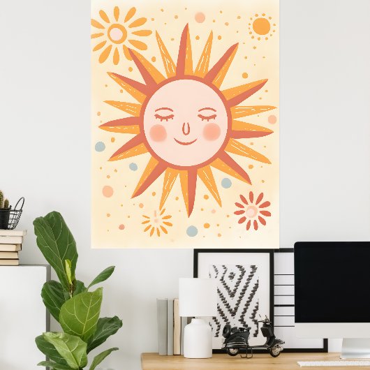Friedlich Sun Kinderzimmer Wall Art Poster (Heimbüro)