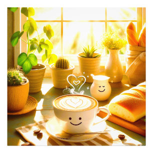 Friedlich und herzerwärmend Cappuccino Morgens Fotodruck