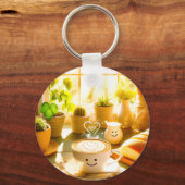 Friedlich und herzerwärmend Cappuccino Morgens Schlüsselanhänger (Rückseite)