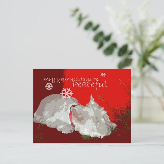 FRIEDLICH WESTIE FERIEN FEIERTAGSPOSTKARTE (Stehend Vorderseite)