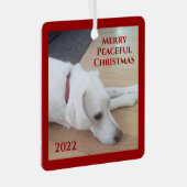 Friedlich White Dog Red Collar Weihnachten Ornament Aus Metall (Vorderseite Rechts)