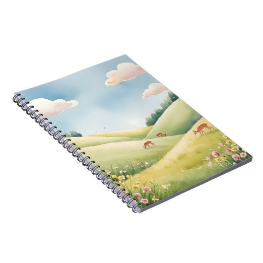 Friedlich-Wiese-LandschaftsNotebook Notizblock (Rechte Seite)