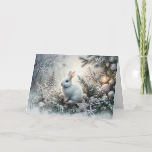 Friedlich Winter Bunny Scripting Verse Weihnachten (Vorderseite)