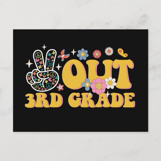 Friedliche 3. Klasse Groovy letzten Schultag Postkarte (Vorderseite)