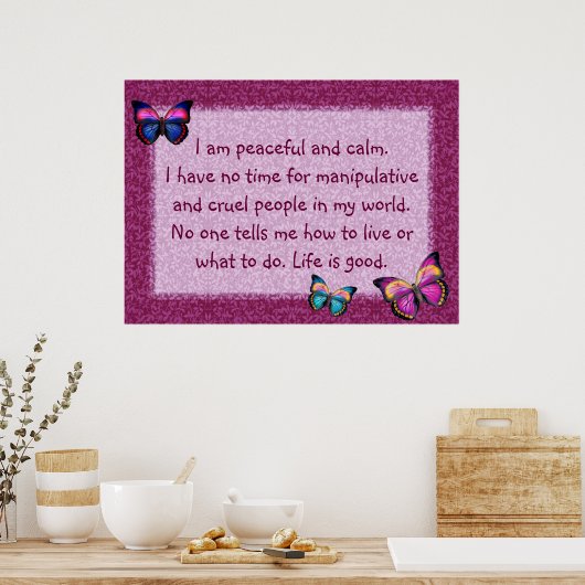 Friedliche Affirmation Butterflies Print Poster (Küche)