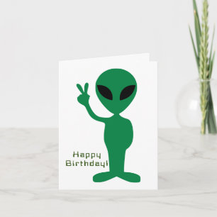 Friedliche Alien Birthday Karte