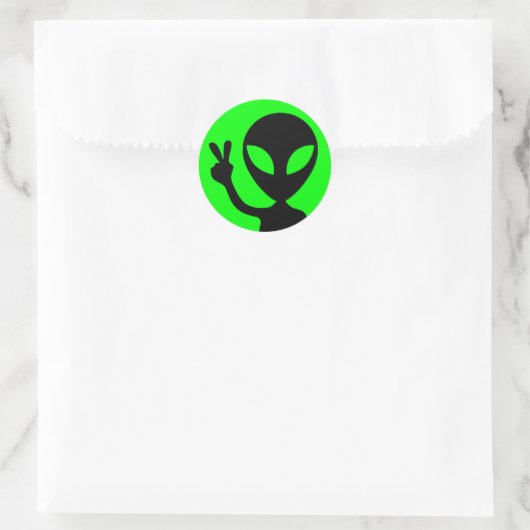 Friedliche Alien Runder Aufkleber (Tasche)