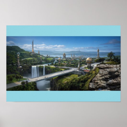 Friedliche Alien-Stadt Poster (Vorne)