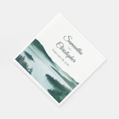 Friedliche Aquarell-Bergsee-Rustikale Hochzeit Serviette (Ecke)