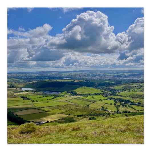Friedliche Aussicht von Pendle Hill... Poster (Vorderseite)