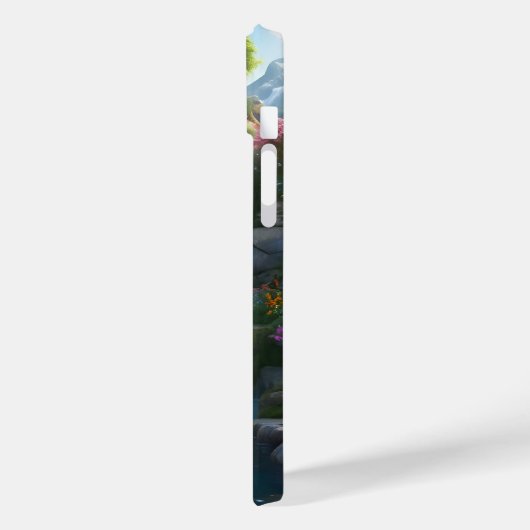 Friedliche Bergkabinen Wasserfälle Blume Case-Mate iPhone Hülle (Rückseite / Links)