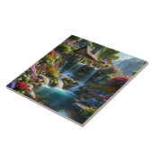 Friedliche Bergkabinen Wasserfälle Blume Fliese (Seite)