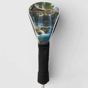 Friedliche Bergkabinen Wasserfälle Blume Golf Headcover