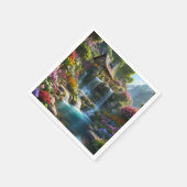 Friedliche Bergkabinen Wasserfälle Blume Serviette (Ecke)