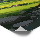 Friedliche Berglandschaft Landschaftsbild Malerei Poster (Ecke)