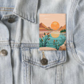 Friedliche Bergsee-Sonnenuntergangslandschaft Button (Insitu)