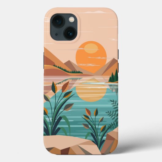 Friedliche Bergsee-Sonnenuntergangslandschaft Case-Mate iPhone Hülle (Rückseite)