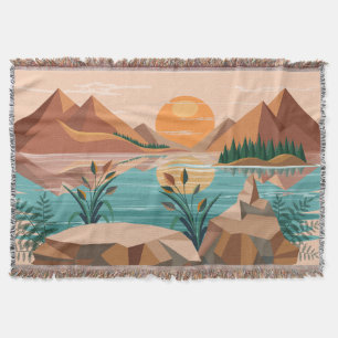 Friedliche Bergsee-Sonnenuntergangslandschaft Decke