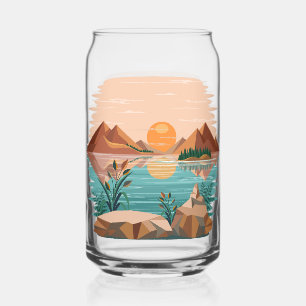 Friedliche Bergsee-Sonnenuntergangslandschaft Dosenglas