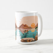 Friedliche Bergsee-Sonnenuntergangslandschaft Kaffeetasse (VorderseiteRechts)