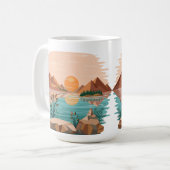 Friedliche Bergsee-Sonnenuntergangslandschaft Kaffeetasse (Vorderseite Links)