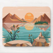 Friedliche Bergsee-Sonnenuntergangslandschaft Mousepad (Vorne)