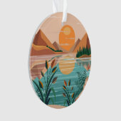 Friedliche Bergsee-Sonnenuntergangslandschaft Ornament (Vorderseite)