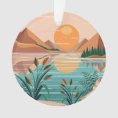 Friedliche Bergsee-Sonnenuntergangslandschaft Ornament (Vorderseite)