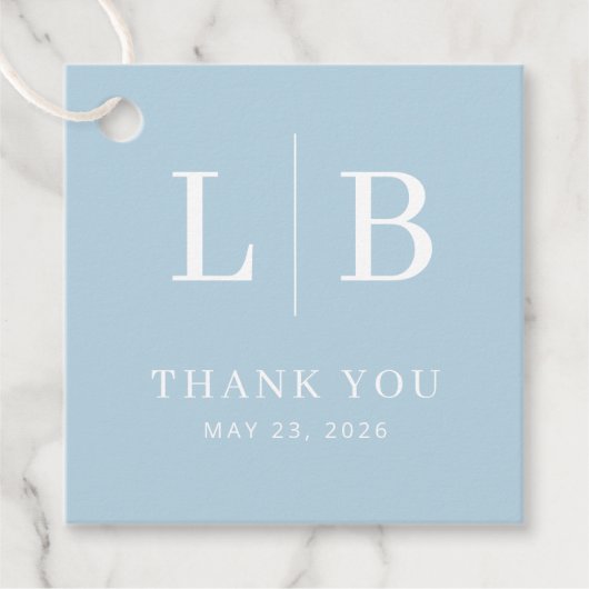 Friedliche Blaue Anfangsbuchstaben Dankeschön Geschenkanhänger (Vorderseite)
