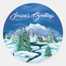 Friedliche Blockkabine Runder Aufkleber