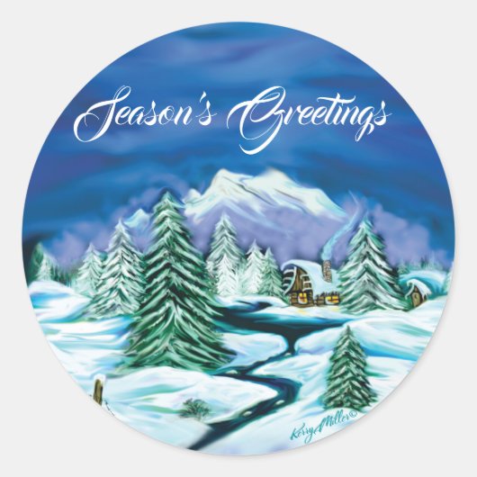 Friedliche Blockkabine Runder Aufkleber (Vorderseite)