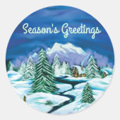 Friedliche Blockkabine Runder Aufkleber (Vorderseite)