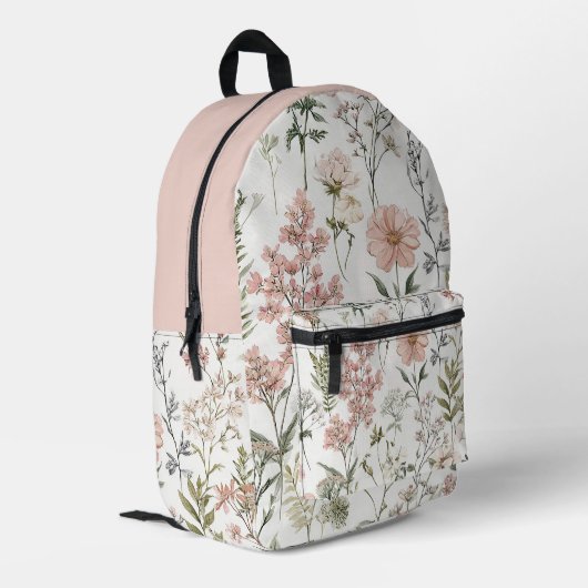 Friedliche Blütenblätter Bedruckter Rucksack (Rückseitige Ecke links)