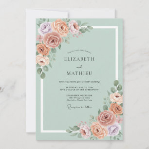 Friedliche Botanische Hochzeit in Salbei Einladung