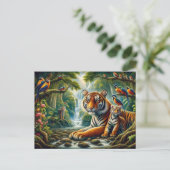 Friedliche Dschungelszene mit Tigermalerei Postkarte (Stehend Vorderseite)