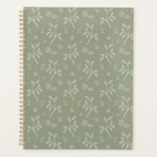 Friedliche Einfache Blätter in Olive Green Planer (Vorderseite)