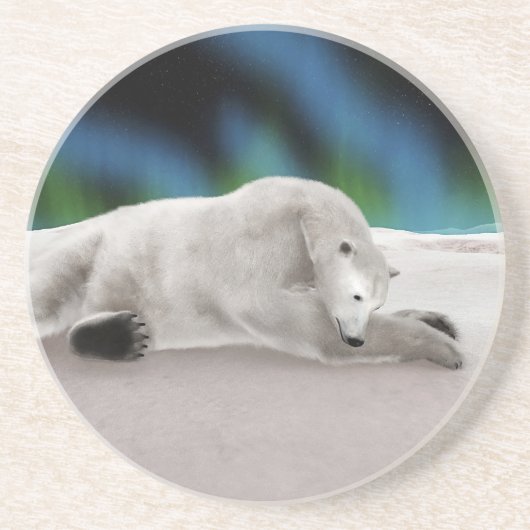 Friedliche Eisbär-Arktis-Natur-Illustration Getränkeuntersetzer (Vorne)