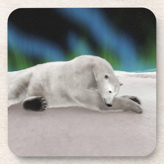 Friedliche Eisbär-Arktis-Natur-Illustration Getränkeuntersetzer (Vorderseite)
