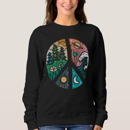Friedliche Elemente: Natur und Kosmos Sweatshirt (Vorderseite)