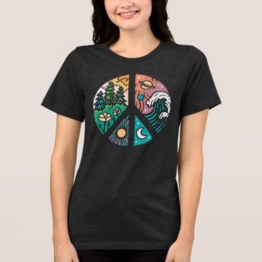 Friedliche Elemente: Natur und Kosmos Tri-Blend Shirt (Vorderseite)